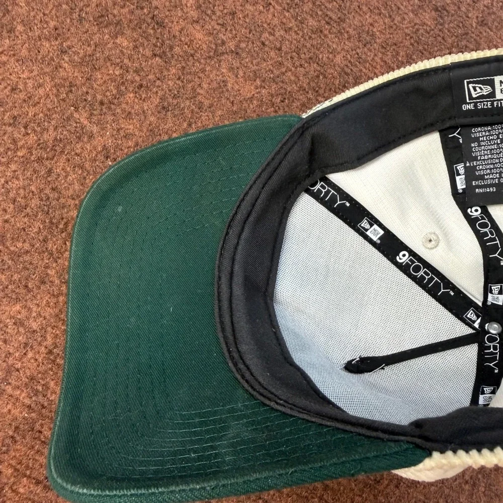 B- New Era 9FORTY LA Dodgers Hat Cream Corduroy Green Snapback MLB Baseball Cap